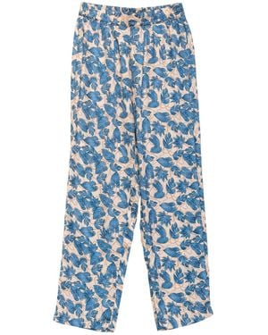 Niza Neutrals Maikan Trousers With Elastic Waist And Pockets - Blue