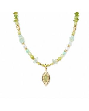 Ormiro Daphne Gemstone Necklace - Metallic