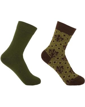 Peper Harow - Made in England Classic & Fleur De Lis Socks Bundle - Green