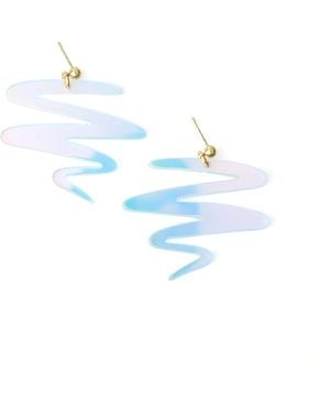 By Chavelli Neutrals Squiggle Dangly Earrings - Blue