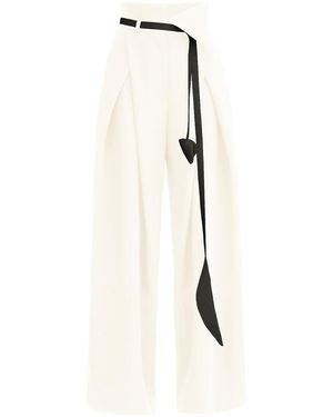 Julia Allert Fashion Forward Wide-Leg Trousers & Contrast Belt - Metallic