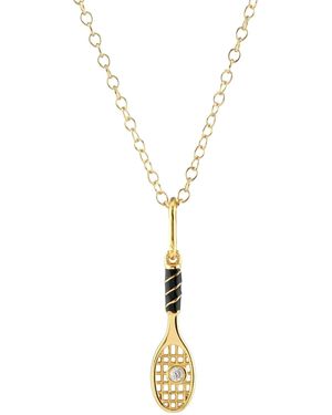 Kris Nations Tennis Racket Enamel Charm Necklace Vermeil - Metallic