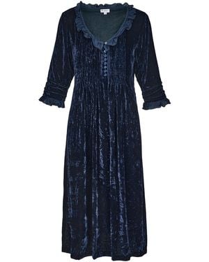 At Last Silk Velvet Karen Dress - Blue