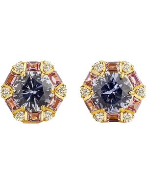 Juvetti Melba Earrings Set With Pastel Sapphire, Sapphire & Diamond - Blue