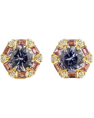 Juvetti Melba Earrings Set With Pastel Sapphire, Sapphire & Diamond - Blue