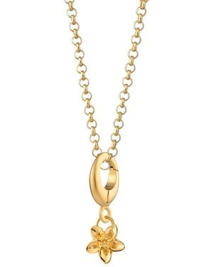 Lily Charmed Plated Forget Me Not Flower Charm Necklace - Metallic
