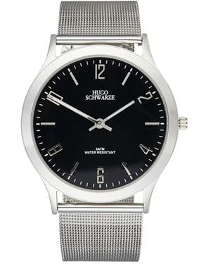 Bermuda Watch Company Hugo Schwarze Theodore Silver Grey & Black Slim Interchangeable Mens Watch - Metallic