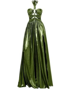 Moda Glam Siren Metallic Cutout Gown- Lime - Green