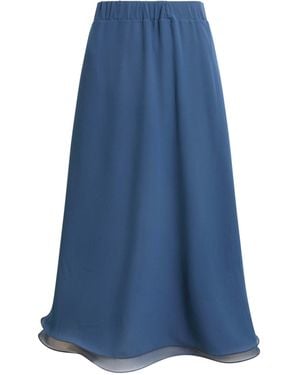 James Lakeland Wave Hem Tiered Skirt Denim - Blue