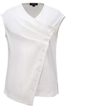 Smart and Joy Double Breasted Pleated Asymmetric Top - White