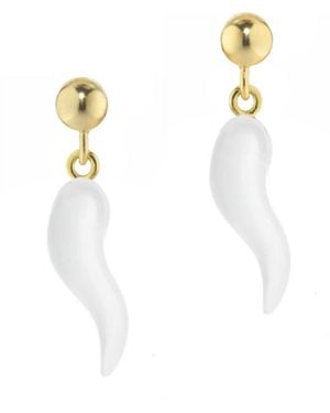Unaloe Earrings With-Plated Horn Pendant - White