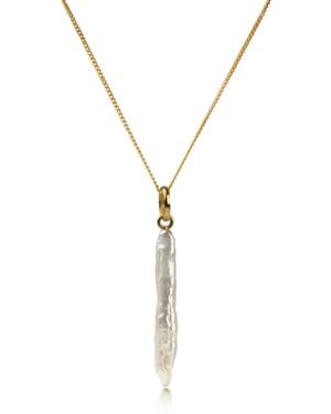 The Jewellery Store London Thin Biwa Pearl Necklace - Metallic