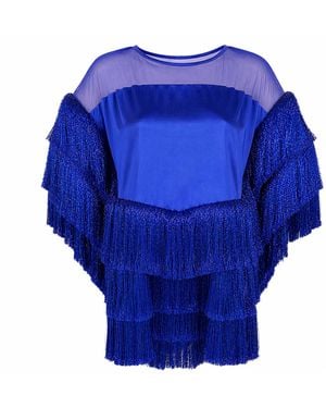 Julia Clancey Last Chance Luxe Backless Electric Silk Chacha Dress - Blue