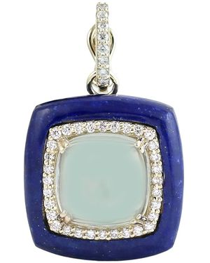 Artisan 14K Lapis & Amethyst Diamond Halo Pendant - Blue