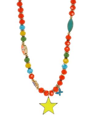 Ebru Jewelry Sunshine Star Colourful Beaded Necklace - Red