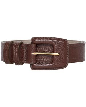 BeltBe Leather Rectangle Buckle Belt - Brown