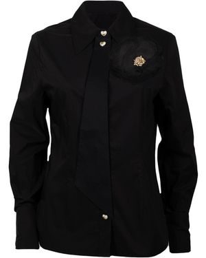 House of Laines London Laines Couture Tie Shirt With Corsage - Black