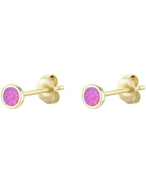 KAMARIA Mini Round Opal Stud Earrings - Pink