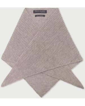 Paul James Knitwear Lambswool Ember Ribbed Triangle Scarf - Grey