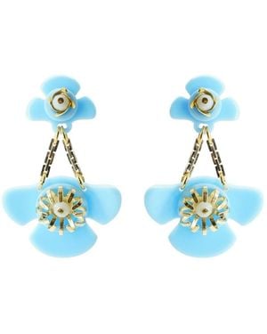 Gissa Bicalho Handmade Acrylic Earring Short Wild Flower Baby - Blue