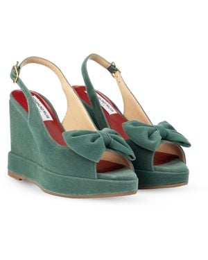 Rosamund Muir London Rignana Sage Velvet Wedges - Green