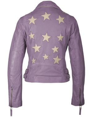 Mauritius Star Lambskin Leather Jacket Christy Digital - Purple