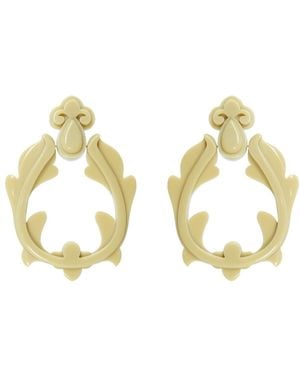 Gissa Bicalho Neutrals Handmade Acrylic Earring Hoops Petals Kahki - Metallic