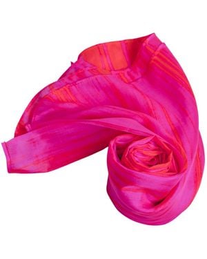Silk and Bears Hot Brushstroke Silk Scarf – Hand-Dyed Mulberry Silk Shawl, Beach & Pool Party Cover-Up - Pink