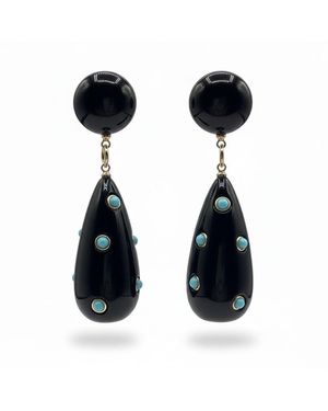 Michael Nash Jewelry Kathryn And Drop Polka Dot Earrings - Black