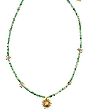 Farra Emerald With Evil Eye Pendant Necklace - Metallic
