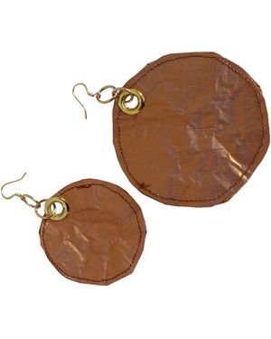 Romer Millinery Metallic Silk Copper Coin Earing Pierced Assymetrical - Brown
