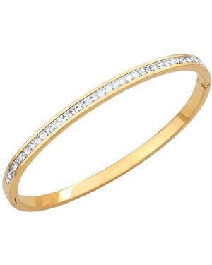 Harfi Plated Slim Clear Stone Cz Tennis Bangle - Metallic
