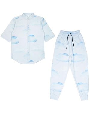 mysimplicated Short Sleeve Shirt And Pants Set - Blue