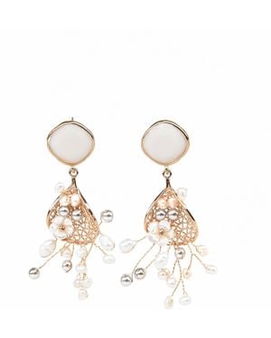 Addicted Cibele Chandelier Pearls Earrings - Metallic