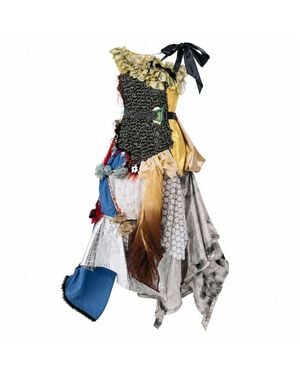 Miro Misljen Mixed-Media Deconstructed Patchwork Dress - Blue