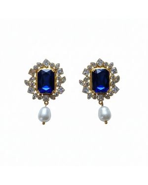 Silver & Elegant Co. The Swarovski Zirconia Regal Earrings - Blue