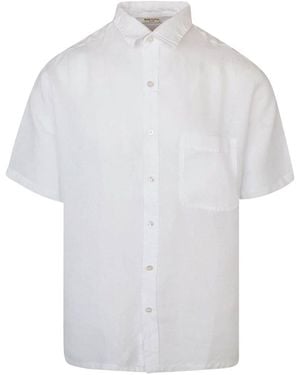 Haris Cotton Short Sleeved Front Pocket Linen Shirt - White