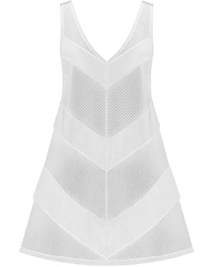 Kim Foley Chevron Beach Cover-Up Athletic Mesh Dress - White