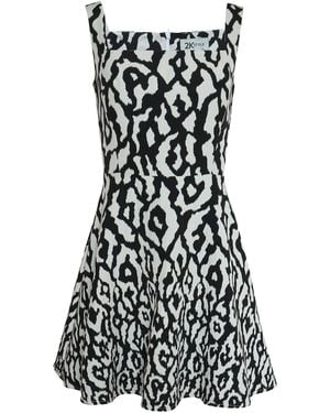 2KStyle Zinaida Animal Print Mini Dress From French Jacquard - Black