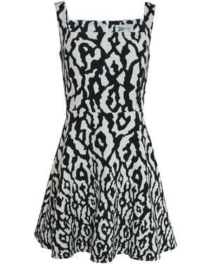 2KStyle Zinaida Animal Print Mini Dress From French Jacquard - Black