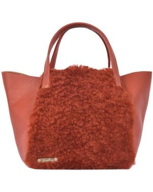 Owen Barry Sheepskin Leather Grab Bag Hawes Burnt - Red