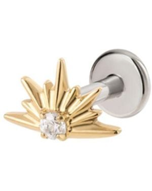 Vanhi Sunburst Threadless Flat Back Titanium Cartilage Stud - Metallic