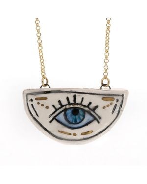Ebru Jewelry Watchful Eye Magical Norse Runes Symbol Necklace - Pink