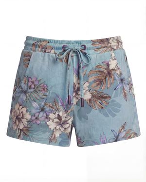 lords of harlech Penelope Exotic Floral Drawstring Short - Blue