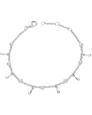 Lucy Quartermaine Solid Sterling Royal Pearl Drop Anklet - Metallic