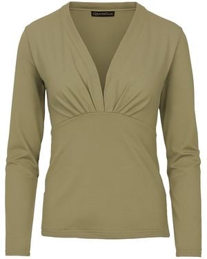 Conquista Long Sleeve Faux Wrap Top - Green
