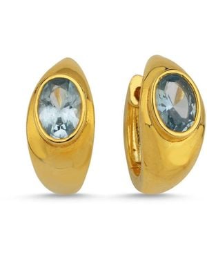 LINYA JEWELLERY Lina Drop Stone Huggie Earrings - Yellow