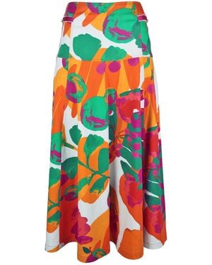 Lalipop Design A-Line Cotton Midi Skirt - Red