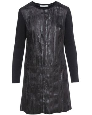 Conquista Knit Dress With Faux Leather Detail - Black