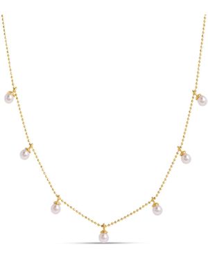 Amadeus Laura Chain Necklace & Tiny Pearls - Metallic